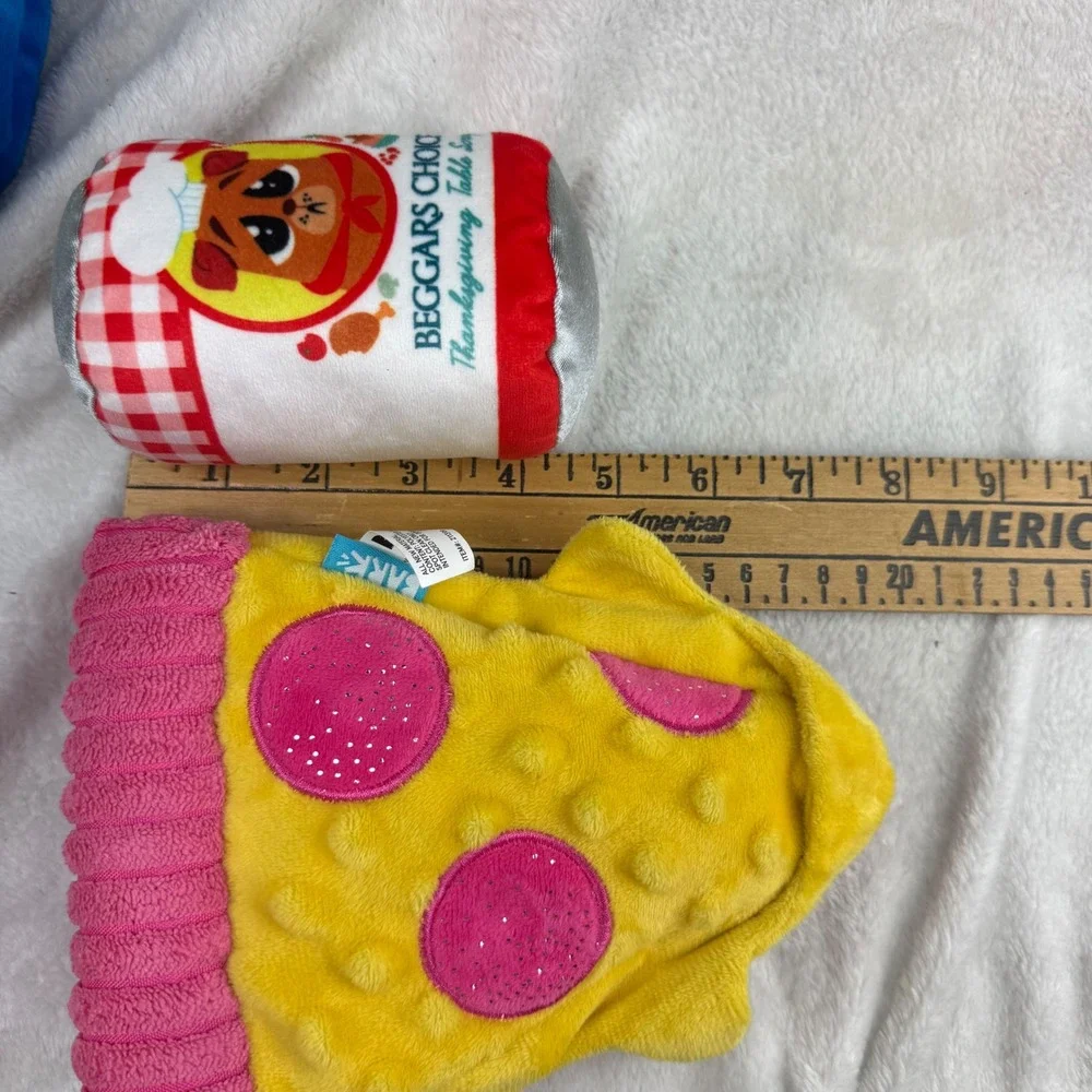 BARK Dog Toy Lot 7pc Plush Squeaker Pizza Ramen Arcade Wizard Remote Turnip